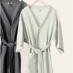 Bathen Women’s Waffle Knit Cotton Robe Kimono Short Bathrobe Seafoam